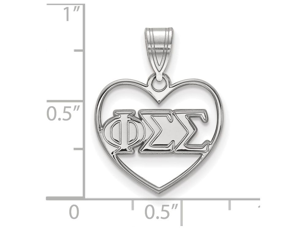 Sterling Silver Official Licensed Greek Sororities Phi Sigma Sigma (???) Heart Pendant