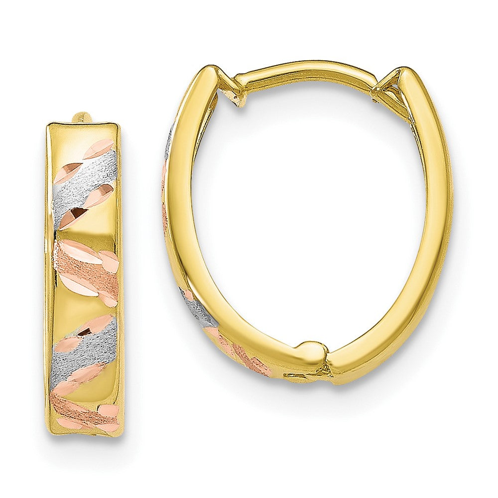 10K Two-tone with White Rhodium Polished and Satin D/C Earrings