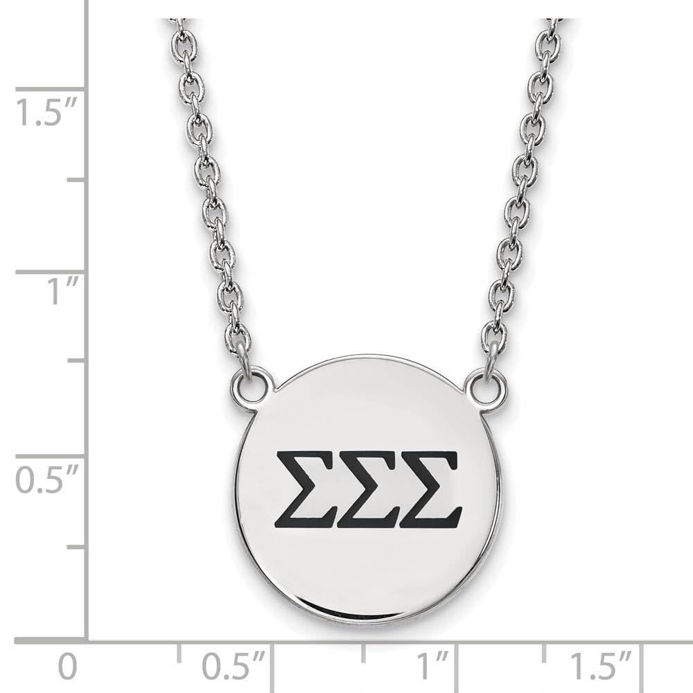 Sterling Silver 18in Official Licensed Greek Sororities Sigma Sigma Sigma (???) Small Enamel Pendant w/Necklace