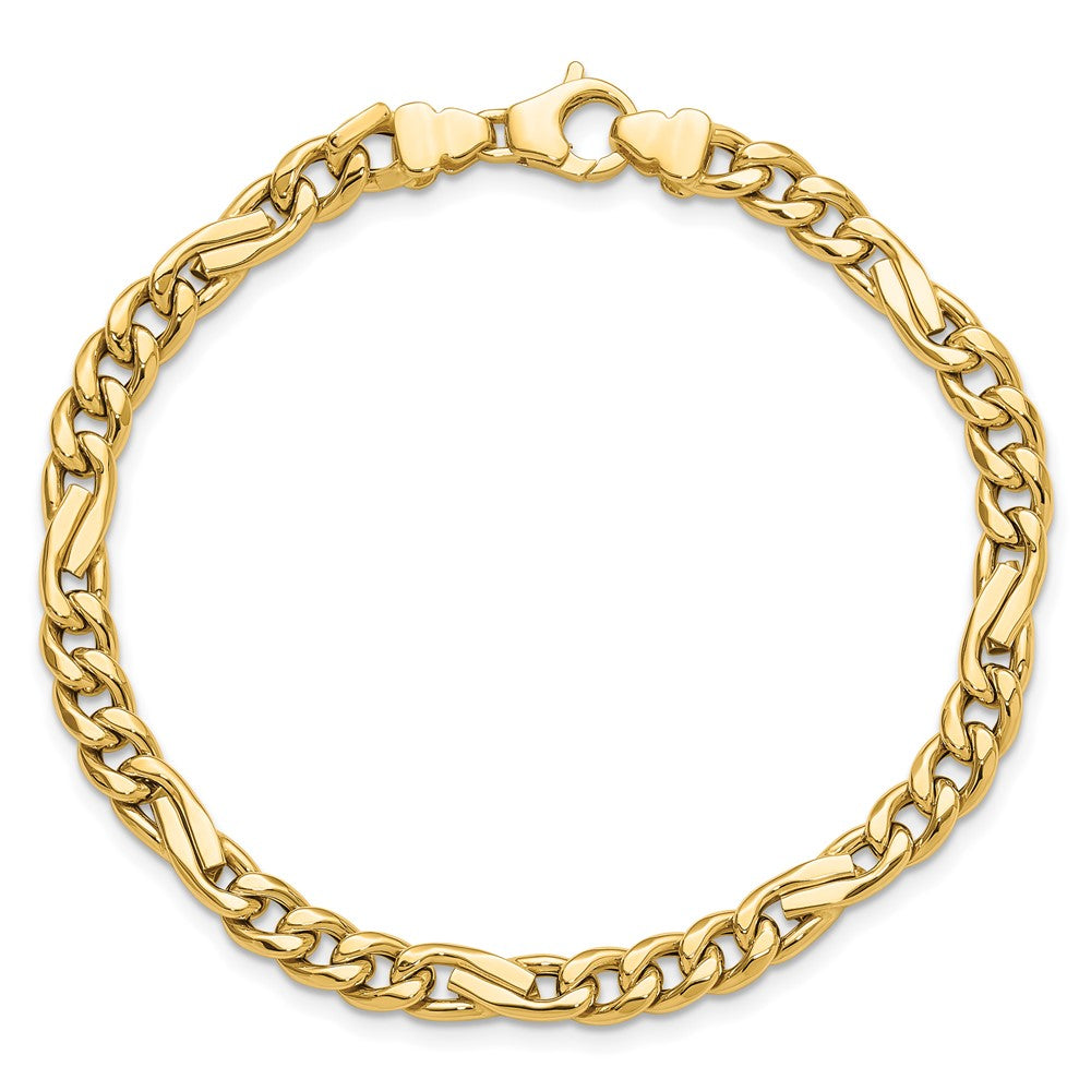 14K Polished Fancy Figaro Link Bracelet 7.5  inches