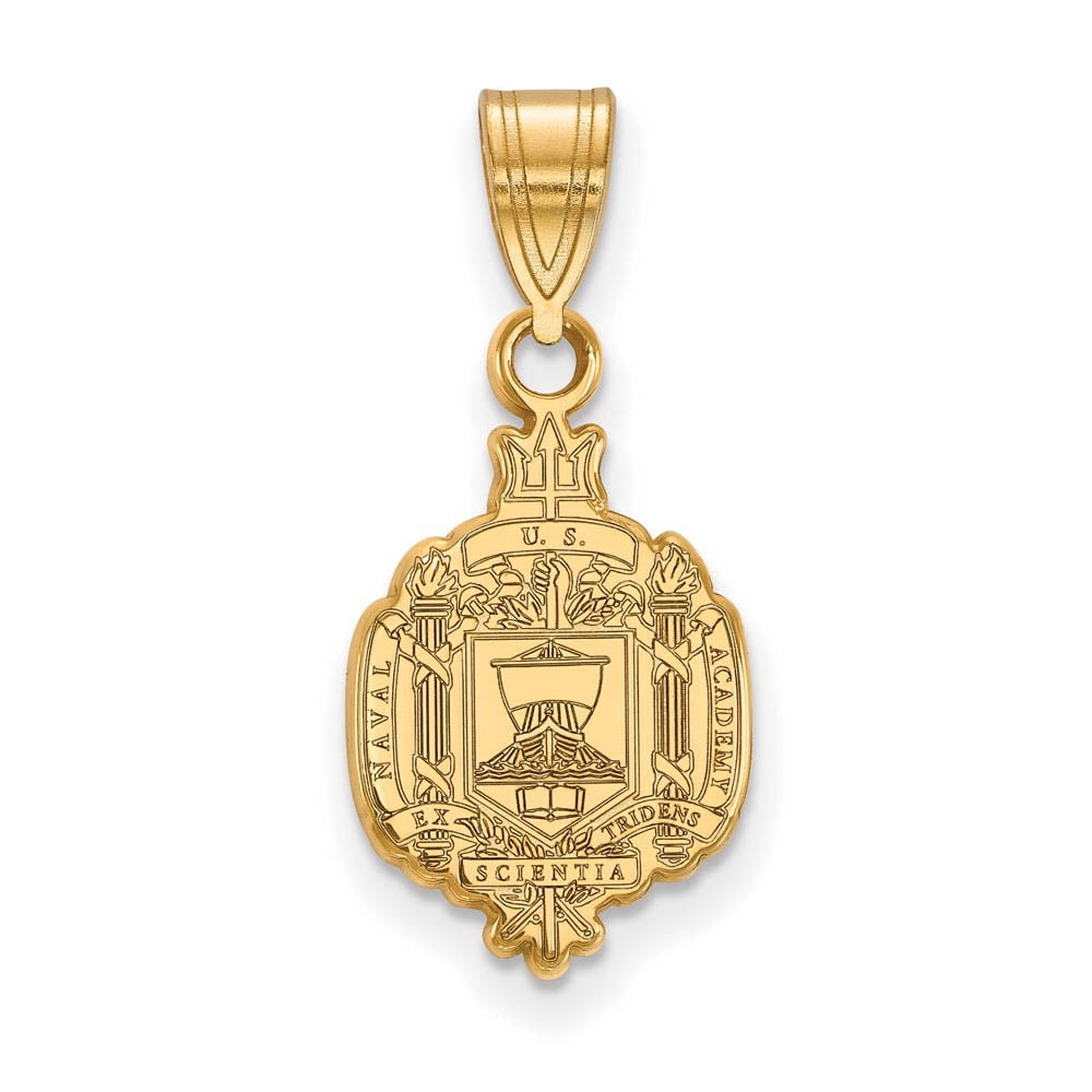 Sterling Silver Gold-plated LogoArt US Naval Academy Medium Crest Pendant Q-GP035USN