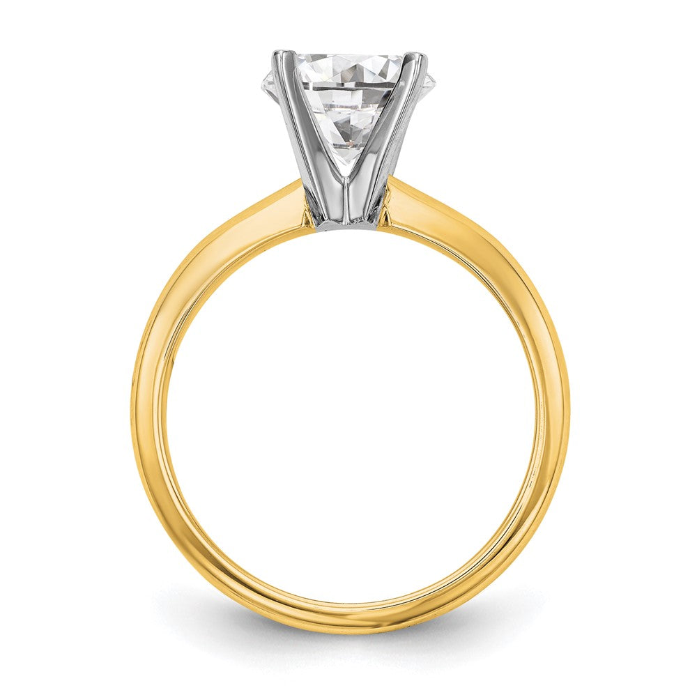 14k Two-Tone 2 carat Lightweight Knife Edge/Half-Round 4-Prong Round Solitaire Ring Mounting