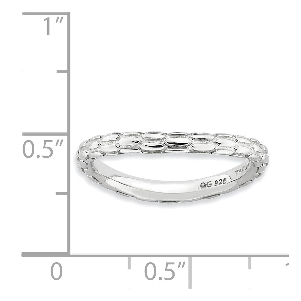 Sterling Silver Stackable Expressions Polished Rhodium-plate Wave Ring