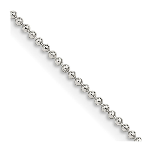 Sterling Silver 1.25mm Beaded Chain 20 Inches