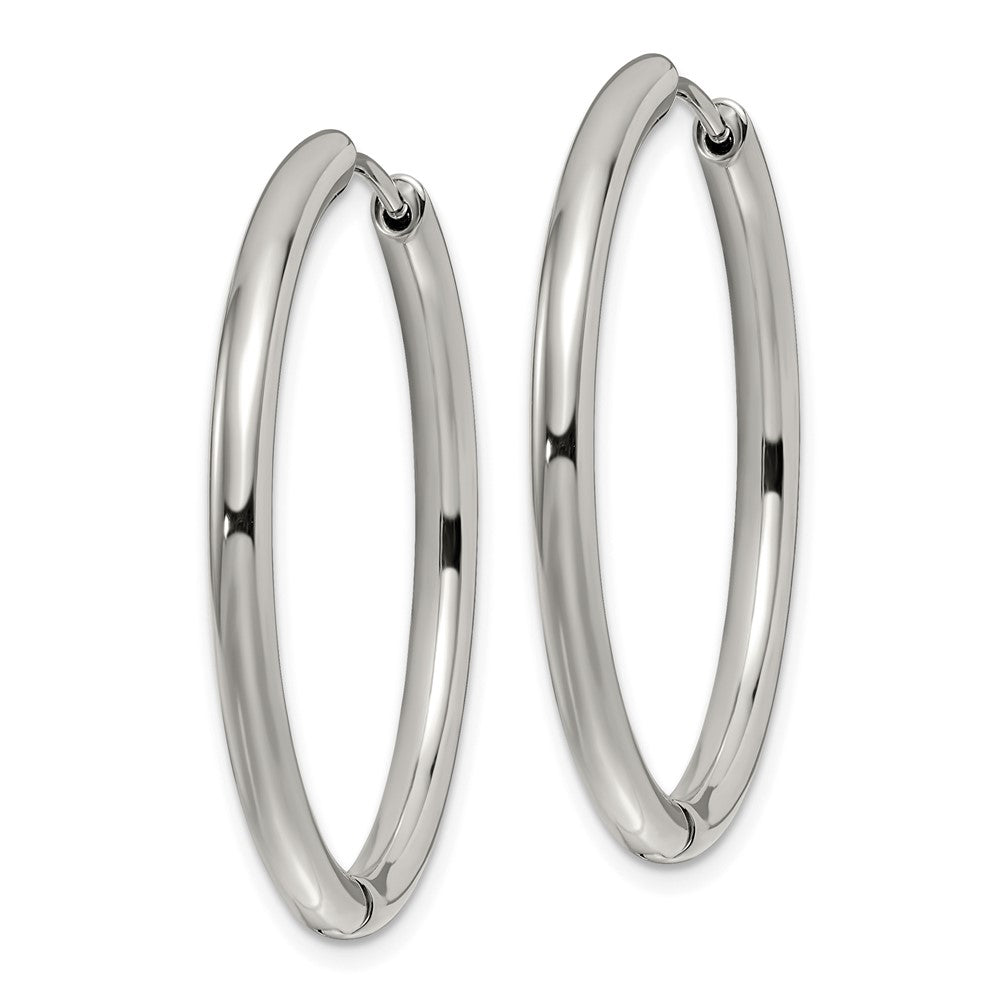 Stainless Steel Polished 3mm Hinged Hoop Earrings