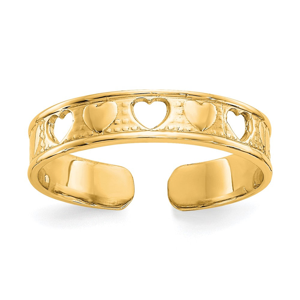 14k Polished w/ Hearts Toe Ring