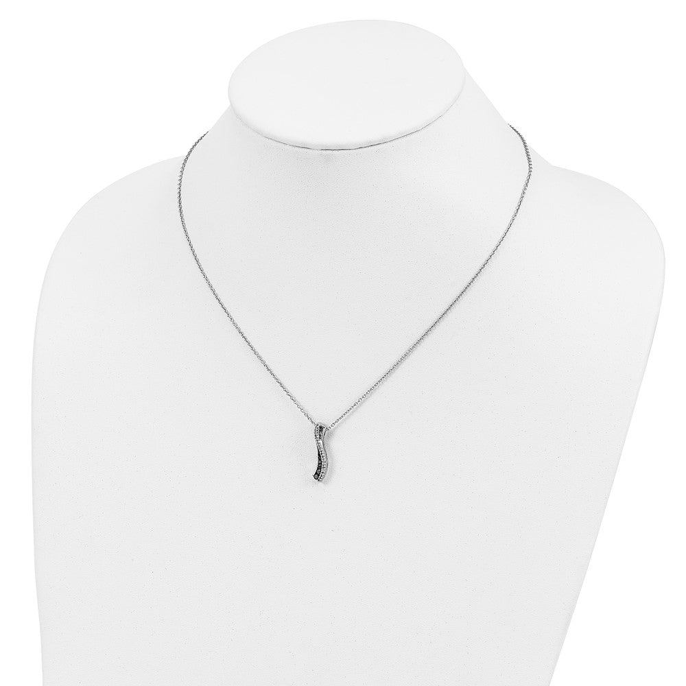 White Night Sterling Silver Rhodium-plated Black and White Diamond 18 Inch Necklace with 2 Inch Extender 18 Inches