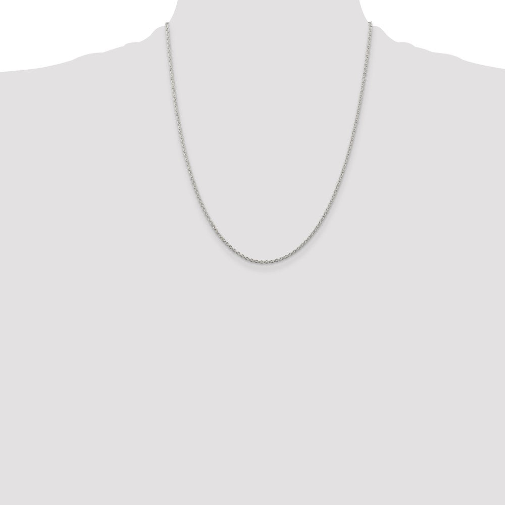 Sterling Silver Rhodium-plated 1.95mm Cable Chain 22 Inches
