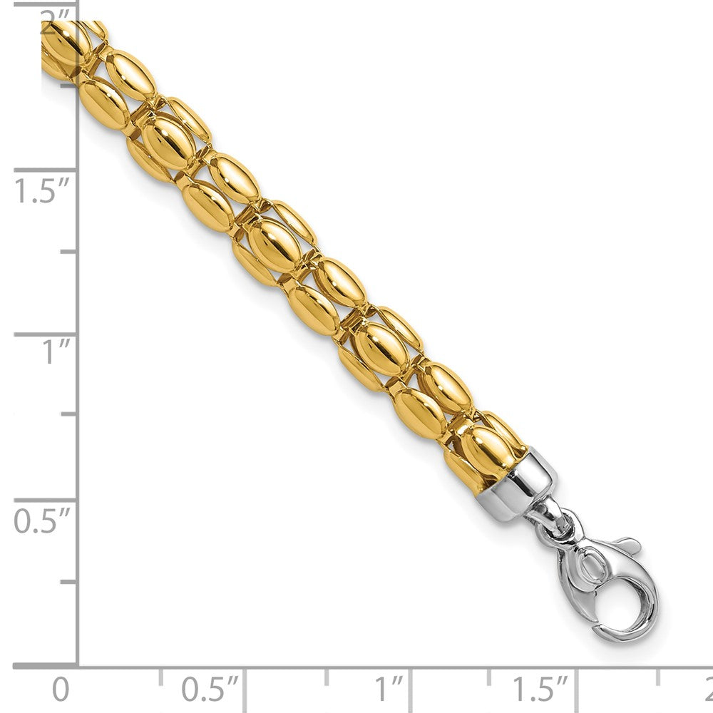 14K Two-tone Polished 5.5mm Popcorn Link Bracelet 7.5  inches