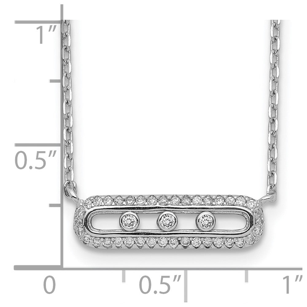 Sterling Silver Rhodium-plated CZ Bar w/ 2in ext. Necklace 16.5 Inches