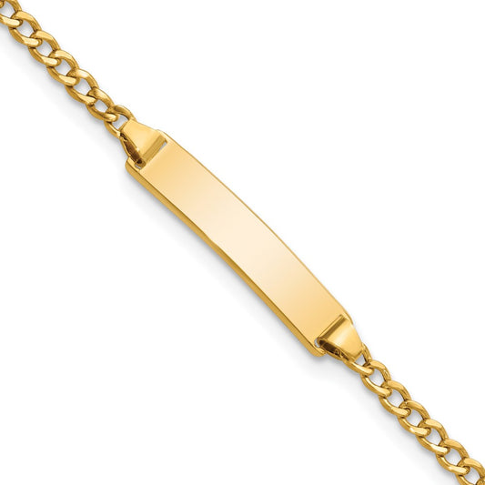 14k Semi-Solid Polished Cuban ID Bracelet 6  inches