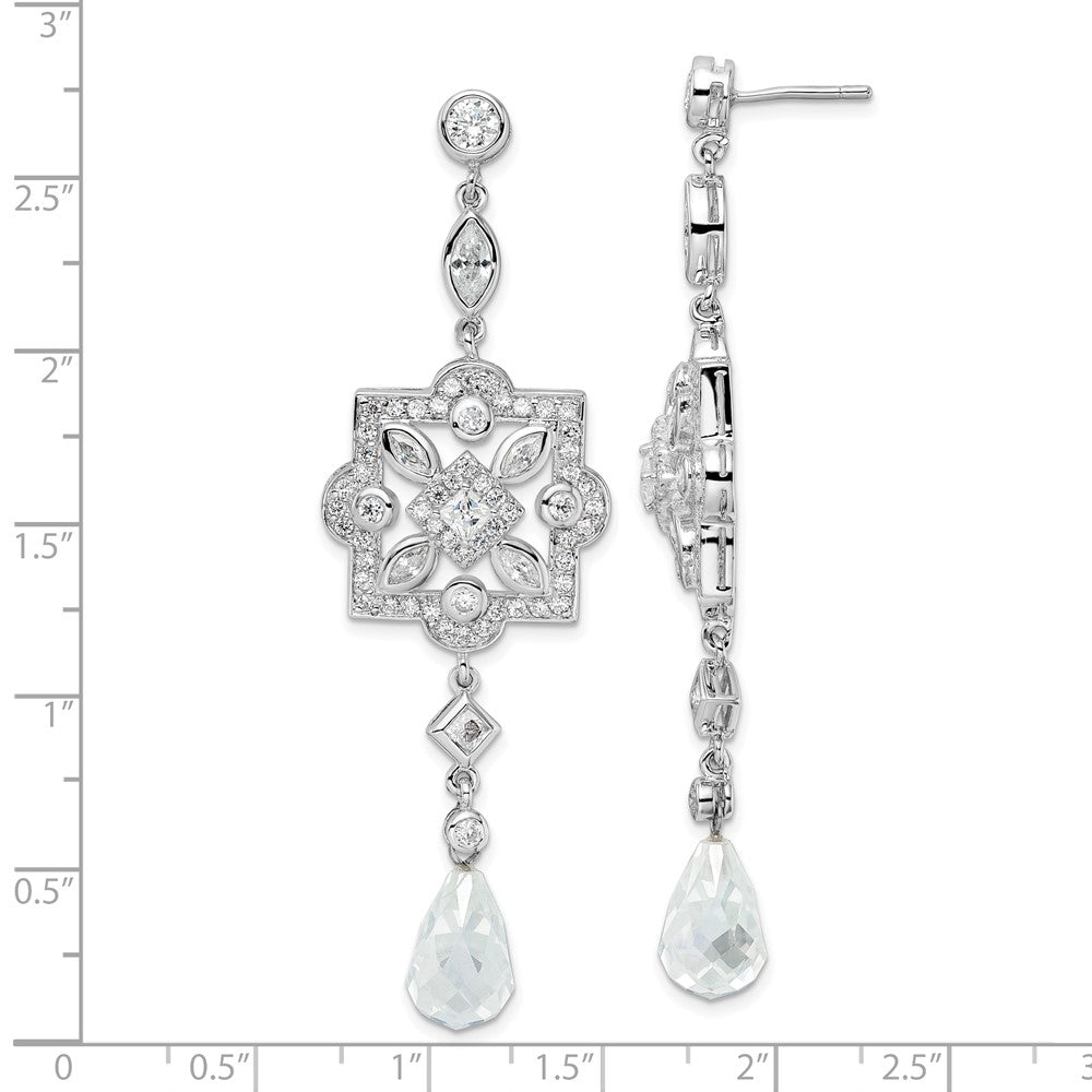 Sterling Silver Rhodium-plated CZ Dangle Earrings