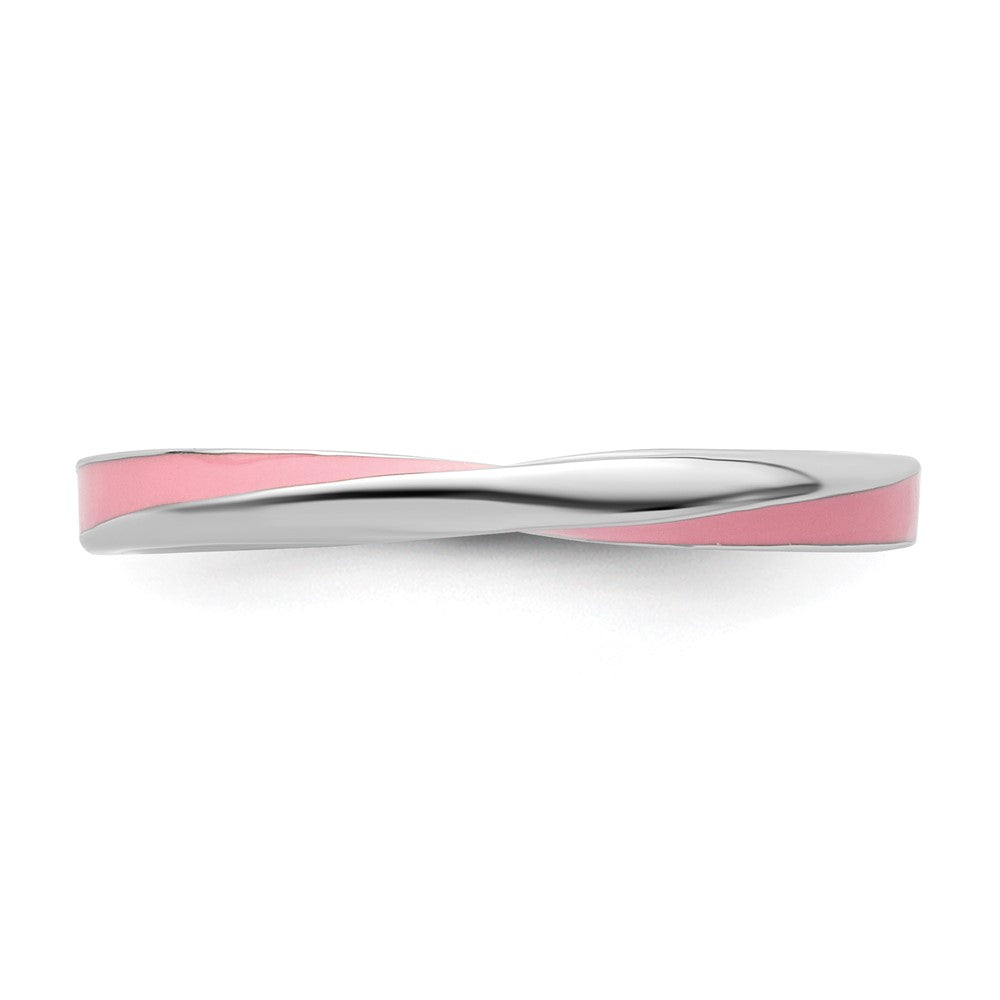 Sterling Silver Stackable Expressions Twisted Pink Enameled Ring Size -10