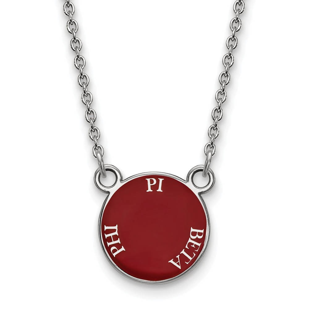 Sterling Silver 18in Official Licensed Greek Sororities Pi Beta Phi (???) XS Enamel Pendant w/Necklace