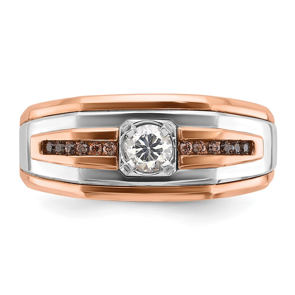 14k Two-tone White/Rose IBGoodman Men's 1/2 carat Black/White Diamond Complete Ring