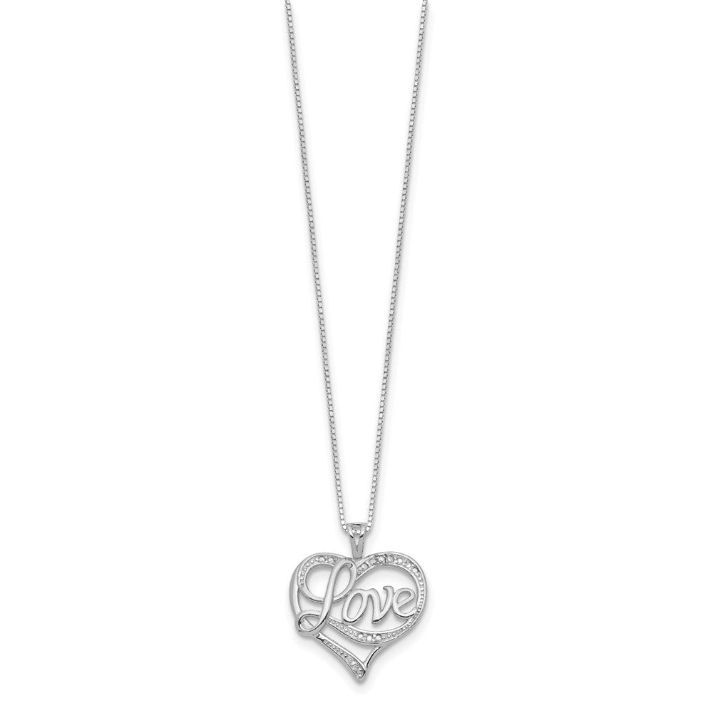 Sterling Silver Rhodium-plated Diam. Love Necklace 16 Inches
