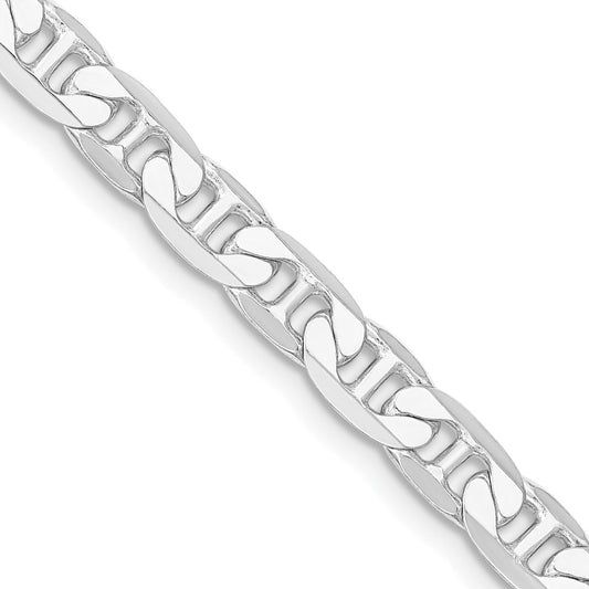 Sterling Silver Rhodium-plated 7mm Flat Anchor Chain 24 Inches