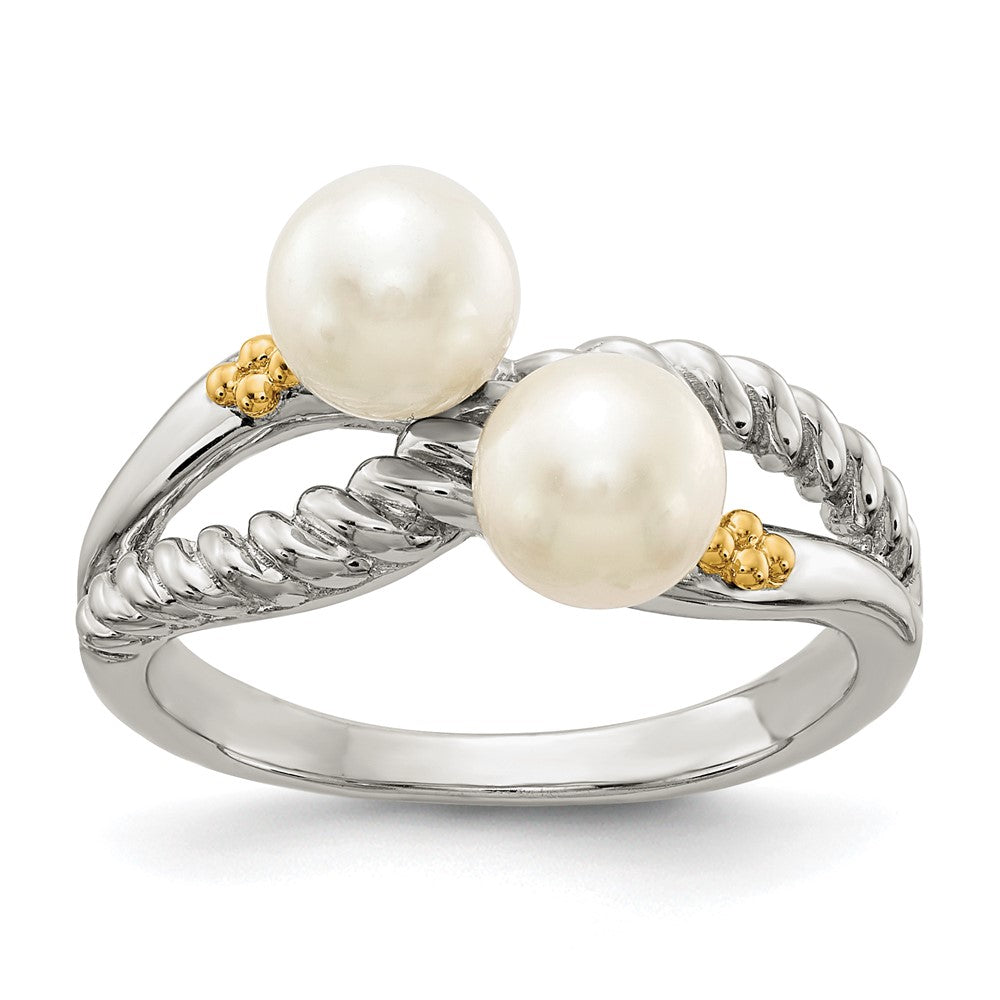Shey Couture Sterling Silver with 14K Accent Polished 6mm White Freshwater Cultured Pearl Ring