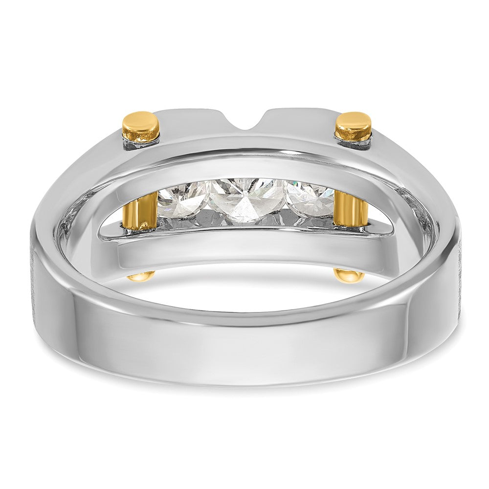 IBGoodman 14k Two-tone 3/4 carat Lab Grown Diamond VS/SI+ G+ Three Stone Complete Polished and Cut Out Men's Ring