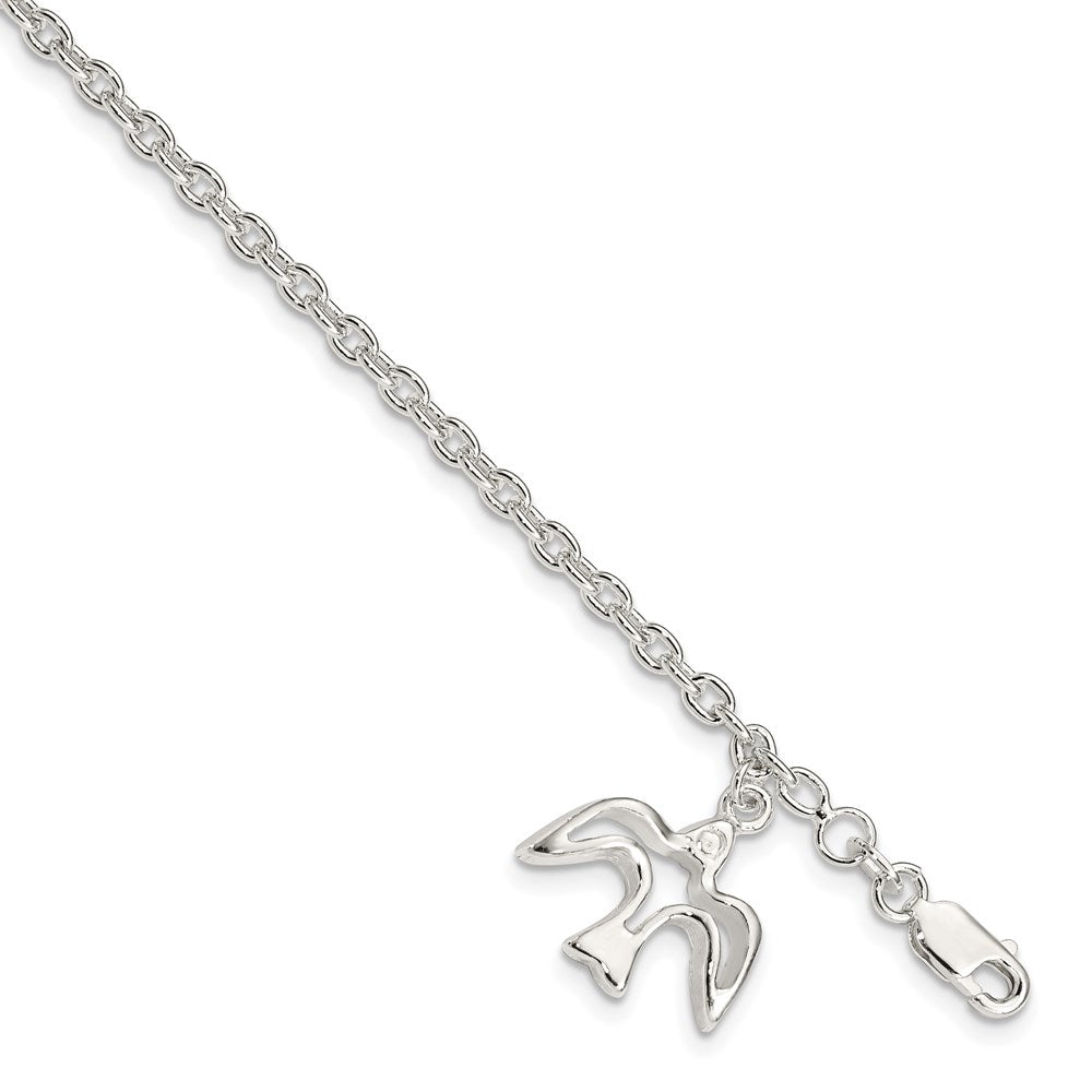 Sterling Silver Dove Charm Bracelet 7 inches