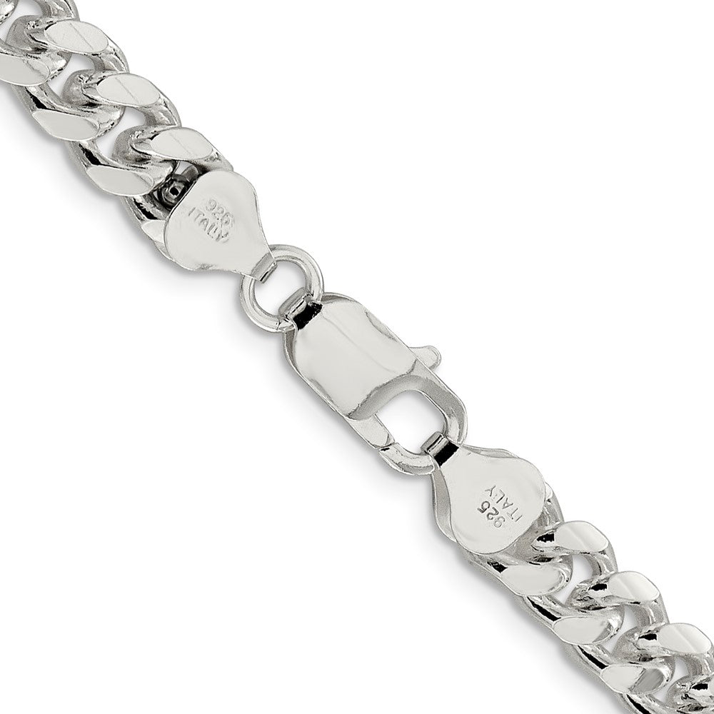 Sterling Silver 7.35mm Domed w/ Side D/C Curb Chain 24 Inches