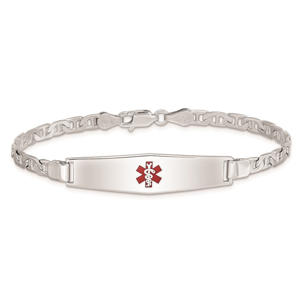 Sterling Silver Rhodium-plated Medical ID Anchor Link Bracelet 8 inches