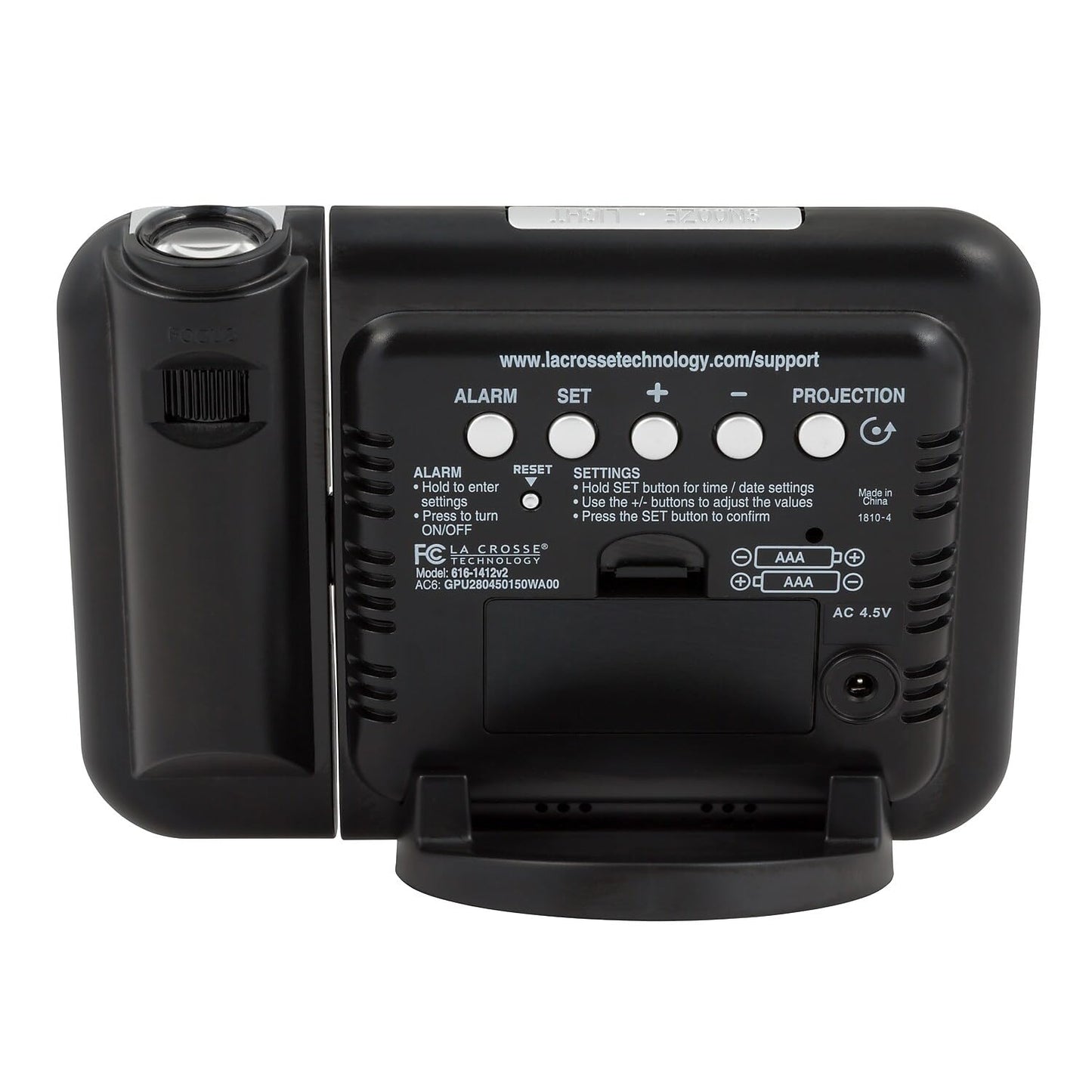 La Crosse Technology Projection Alarm Clock with Indoor Temperature & Humidity, 616-1412