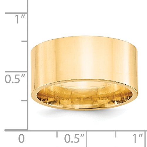 14k Yellow Gold 10mm Standard Weight Flat Comfort Fit Wedding Band Size 7