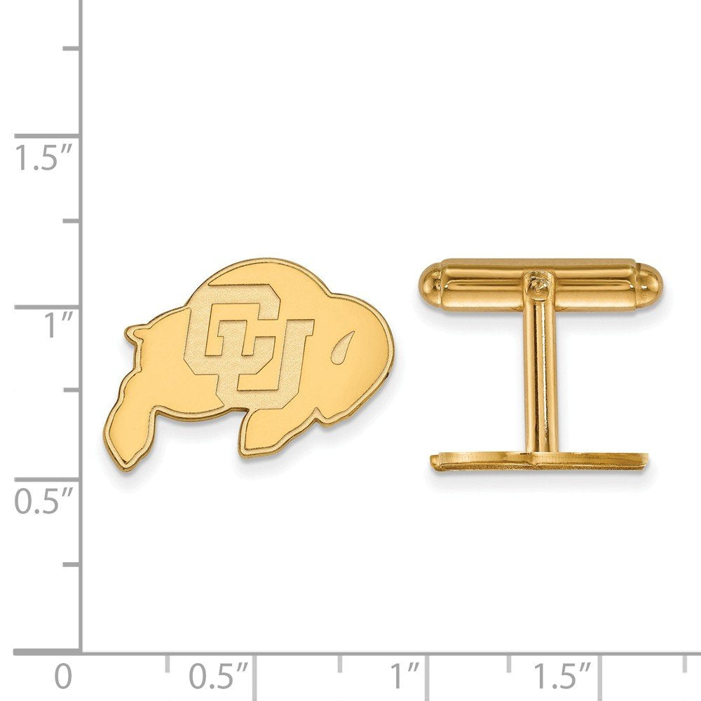 Sterling Silver Gold-plated LogoArt University of Colorado Buffalo Cuff Links QGP010UCO
