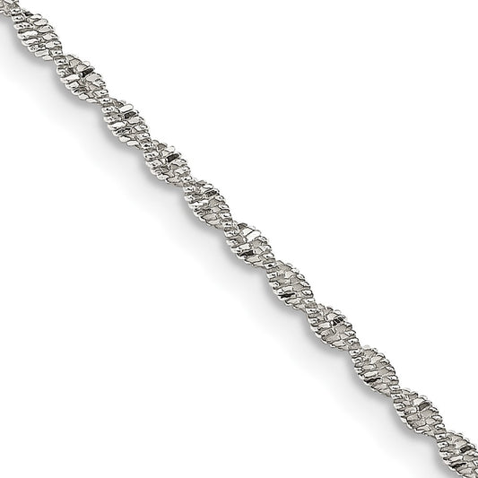 Sterling Silver 1.65mm Twisted Herringbone Chain 20 Inches