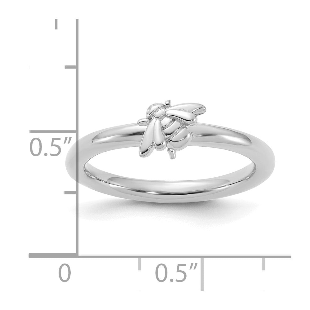 Sterling Silver Stackable Expressions Rhodium-plated Bee Ring Size -8