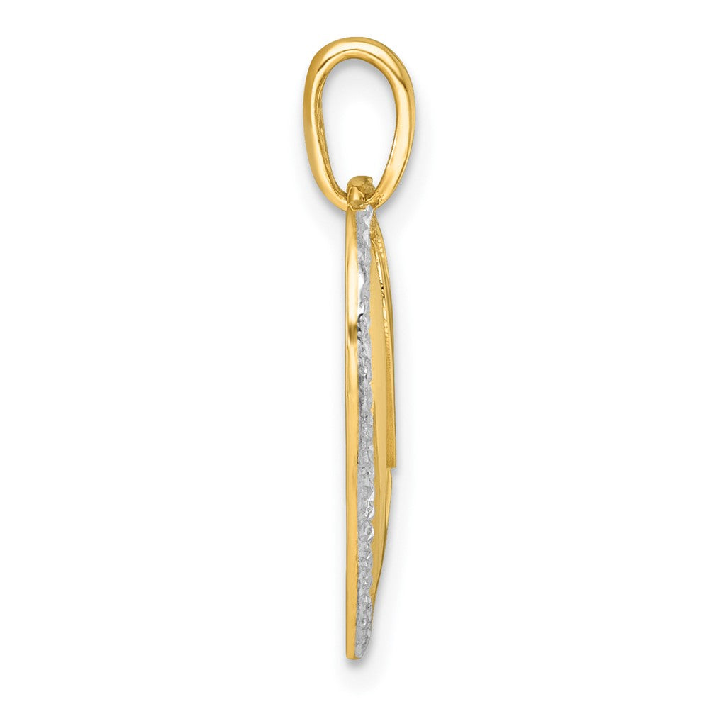 14k with White Rhodium Polished Cut-out LOVE In Heart Pendant