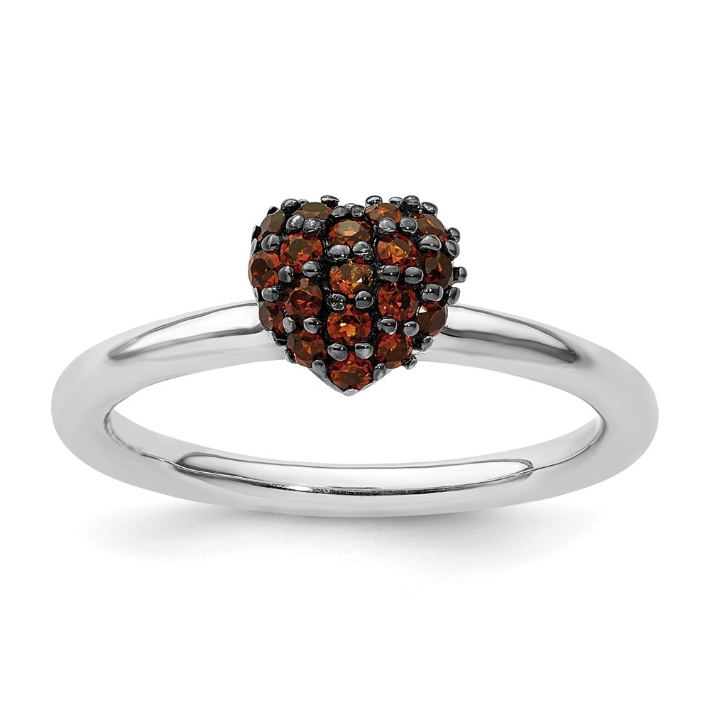 Sterling Silver Garnet Stackable Expressions Heart Ring