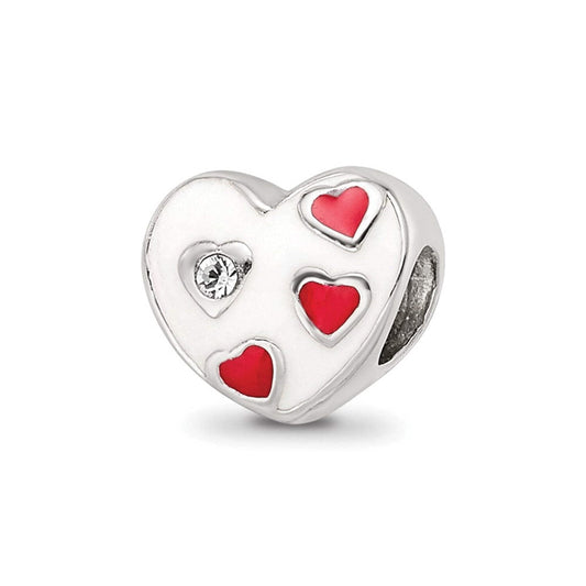 Reflection Beads QRS2935 Sterling Silver Kids Enameled Heart with Hearts Bead, Polished