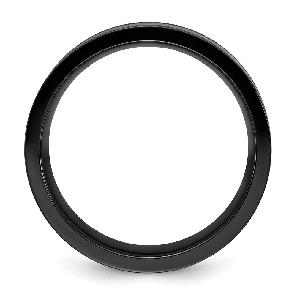 Chisel Black Zirconium Polished with Black Star Sandstone Inlay 8mm Band Size - 11.5