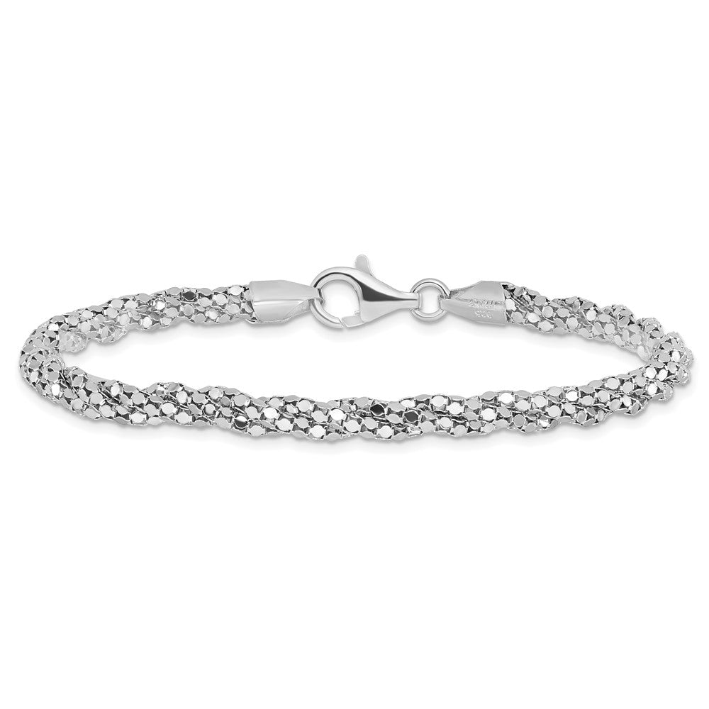 Sterling Silver Polished Mesh Bracelet 7.5  inches