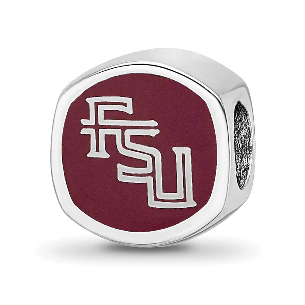 Sterling Silver & Enamel Florida State U. Cushion Shaped Bead Charm