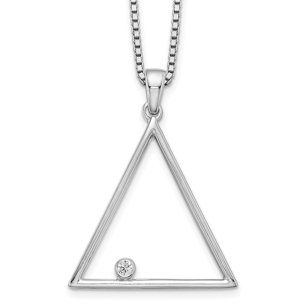 White Ice Sterling Silver Rhodium-plated 18 Inch Diamond Open Triangle Necklace with 2 Inch Extender 18 Inches