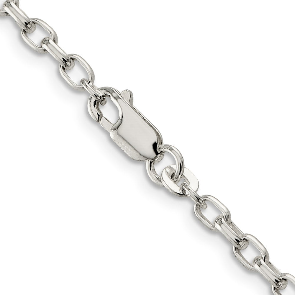 Sterling Silver 3.2mm Oval Fancy Rolo Chain 24 Inches