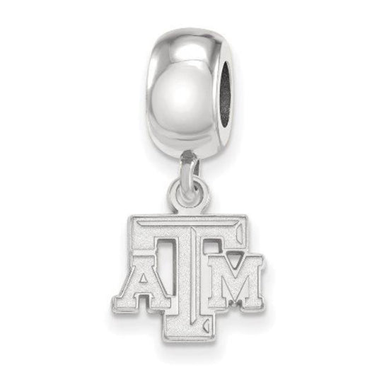 Sterling Silver Rhodium-plated LogoArt Texas A and M University T-A-M Extra Small Dangle Bead Charm