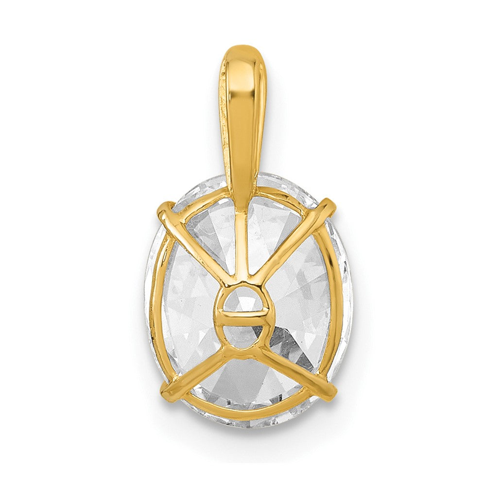 10k Polished 8.00 x 10.00mm White Oval CZ Pendant