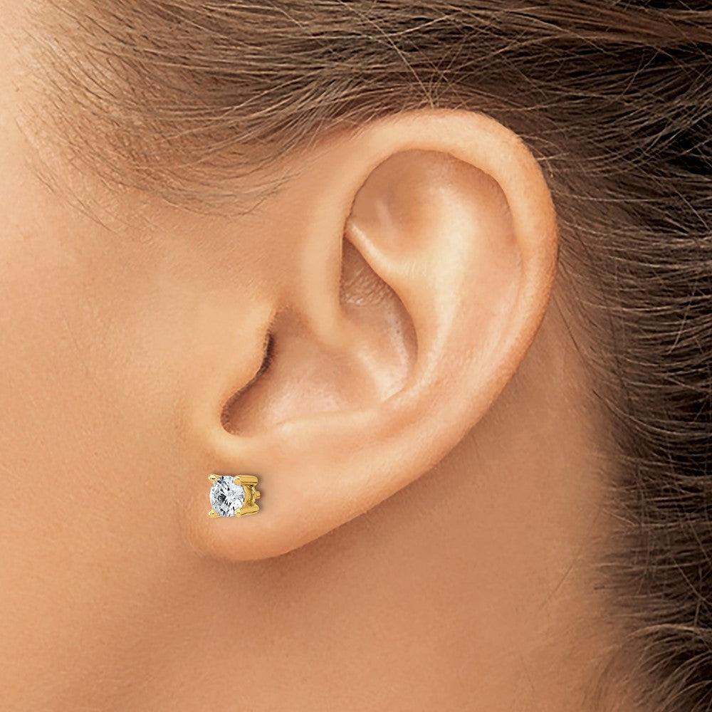 14k Yellow Gold 3/4 ctw Lab Grown Diamond VS/SI+ G+ Round 4 Prong Heavy Wt. Stud Earrings