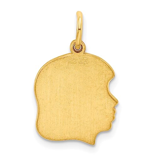 Sterling Silver GP Engraveable Girl Polished Disc Charm