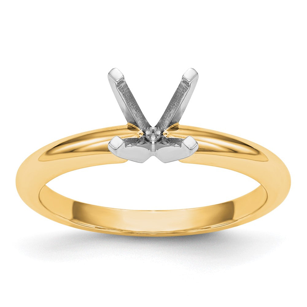 14k Two-Tone 1 carat Heavy-Weight Half-Round 4-Prong Round Solitaire Ring Mounting