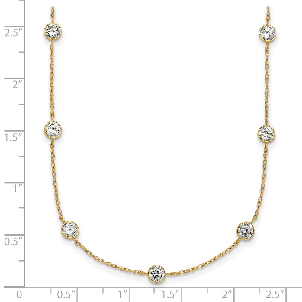 10k Polished Bezel-set Round CZ 9-Station 17.5 inch Necklace