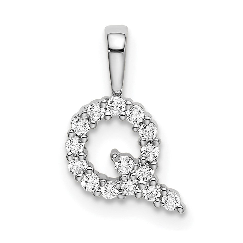 14k White Gold 1/6 carat Lab Grown Diamond VS/SI+ G+ Letter Q Initial Pendant