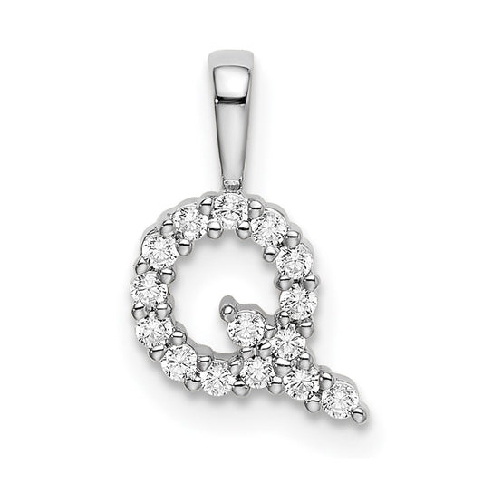 14k White Gold 1/6 carat Lab Grown Diamond VS/SI+ G+ Letter Q Initial Pendant