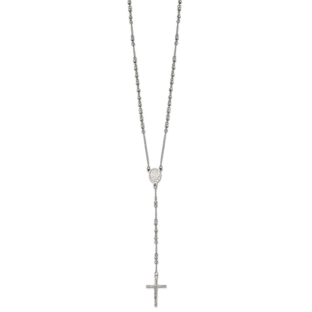 Stainless Steel Polished 4mm Bead Rosary Necklace Jewelry Gifts for Women