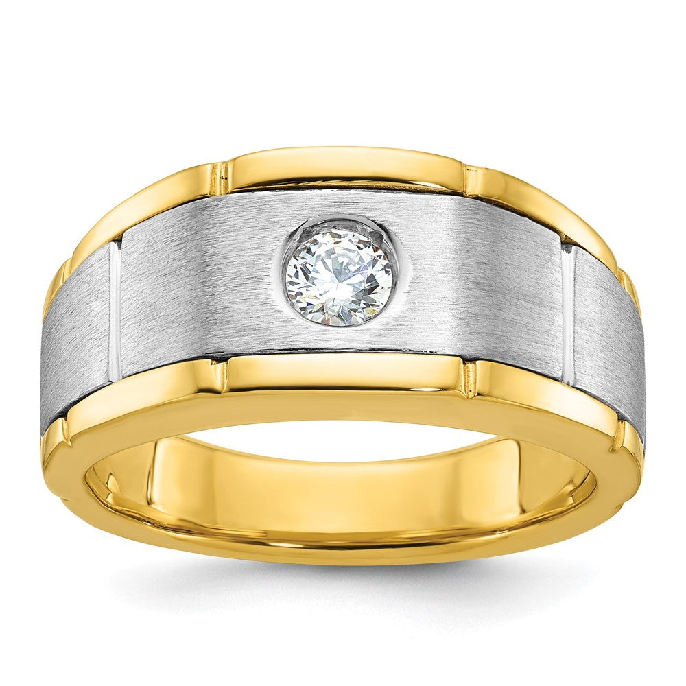 SS/GP IBGoodman Men's Polished and Satin CZ Complete Ring