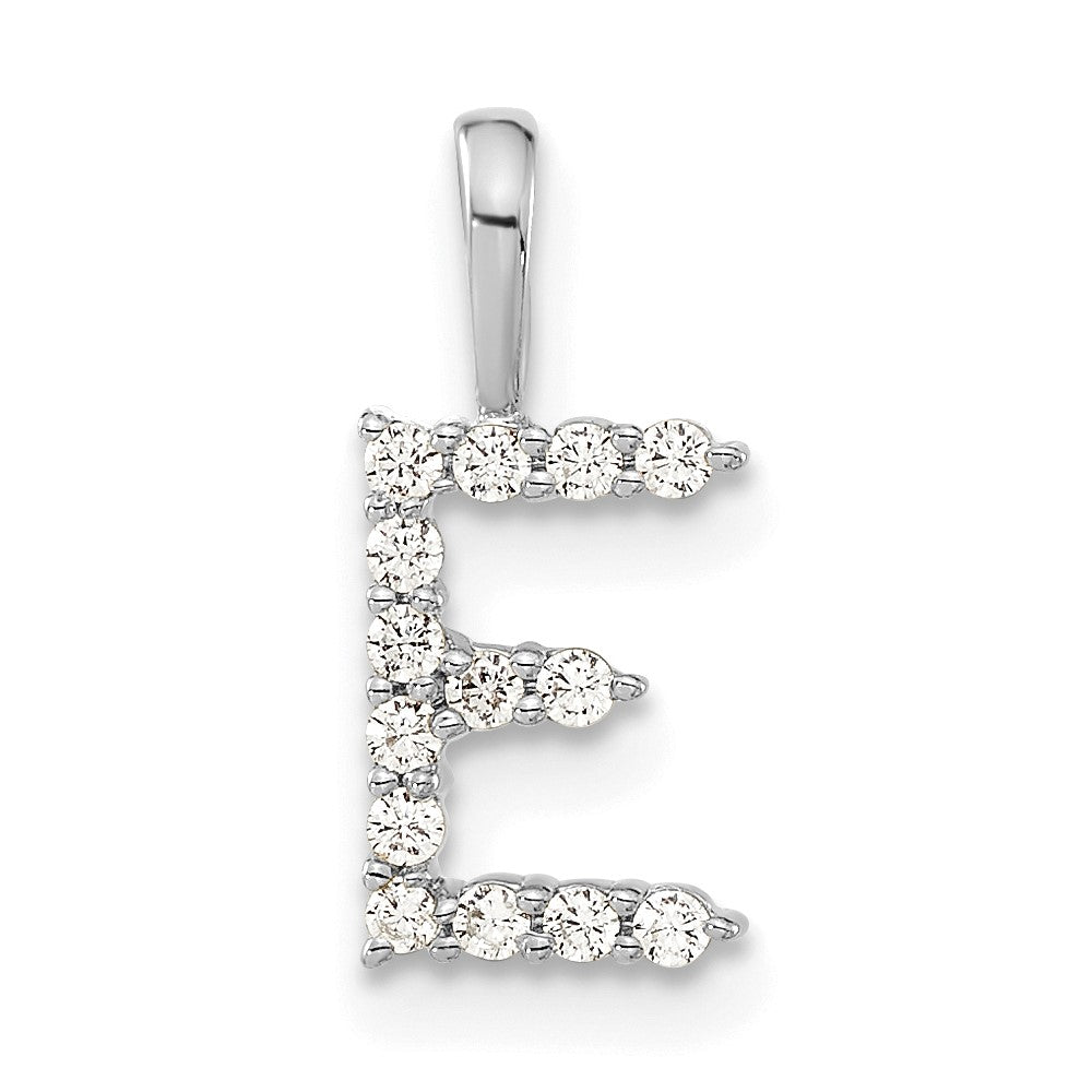 14k White Gold 1/8 carat Lab Grown Diamond VS/SI+ G+ Letter E Initial Pendant